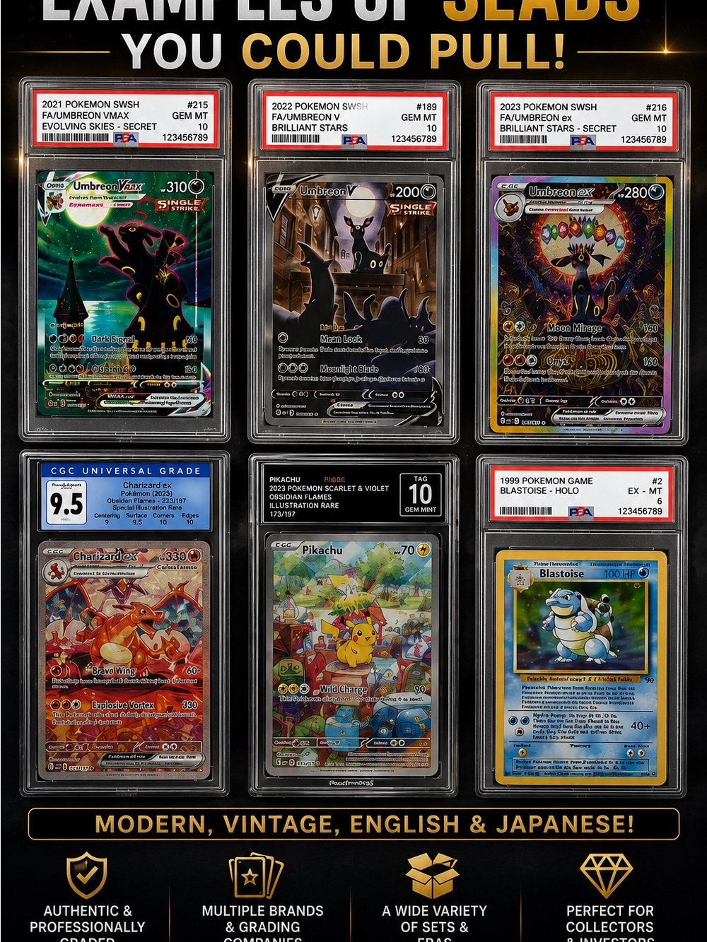 3 Graded Pokémon Card Mystery Box